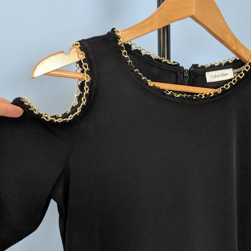 NWOT Black Calvin Klein Dress w Cut Out Shoulders